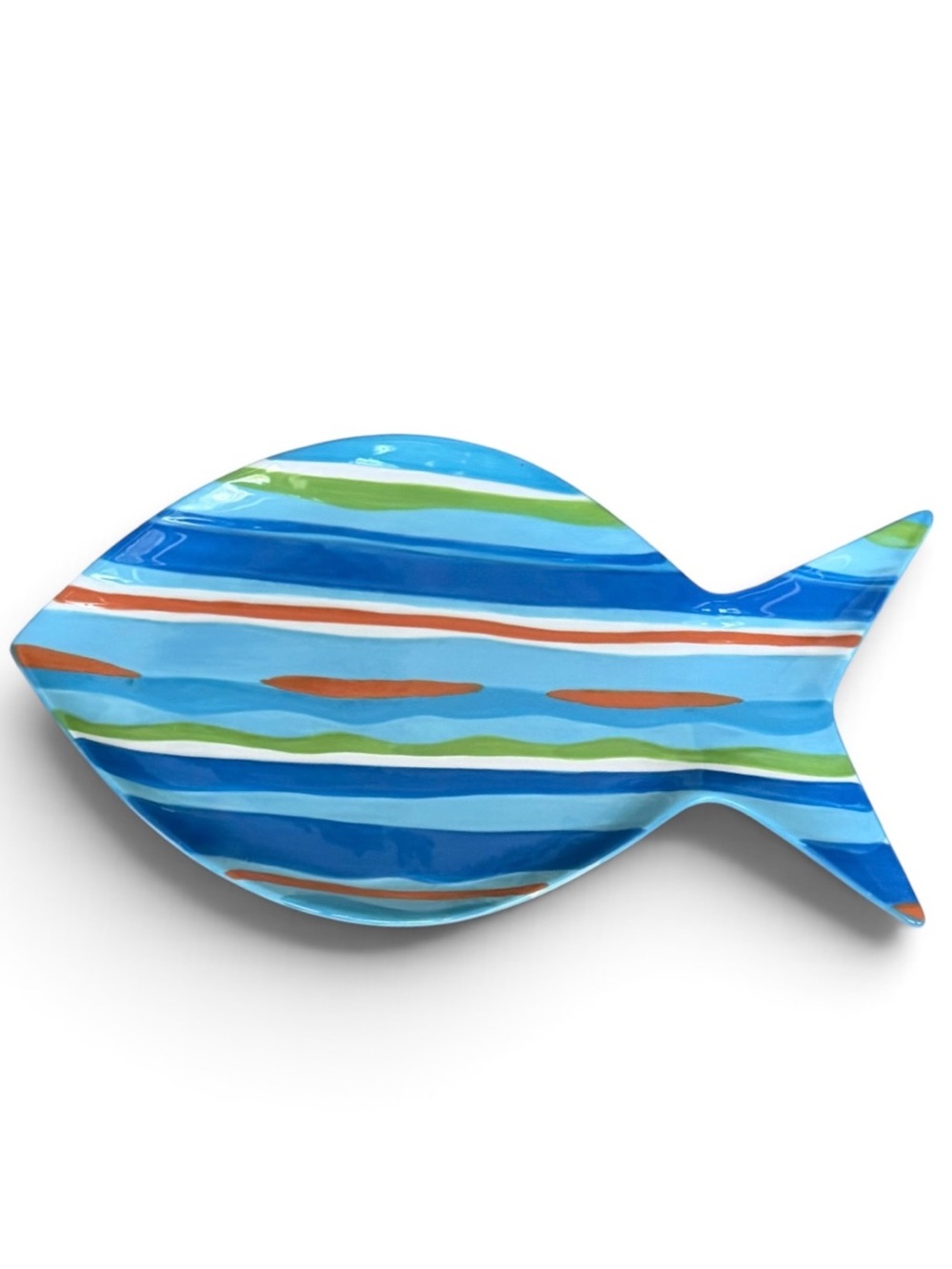 Boston Warehouse Blue, Green, White & Orange Large Ceramic Fish Serving Platter